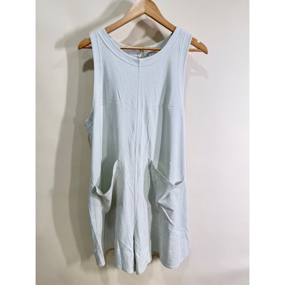 FP Beach Romper Sleeveless Jumpsuit Blue Pockets Casual Summer Womens L - Picture 1 of 8